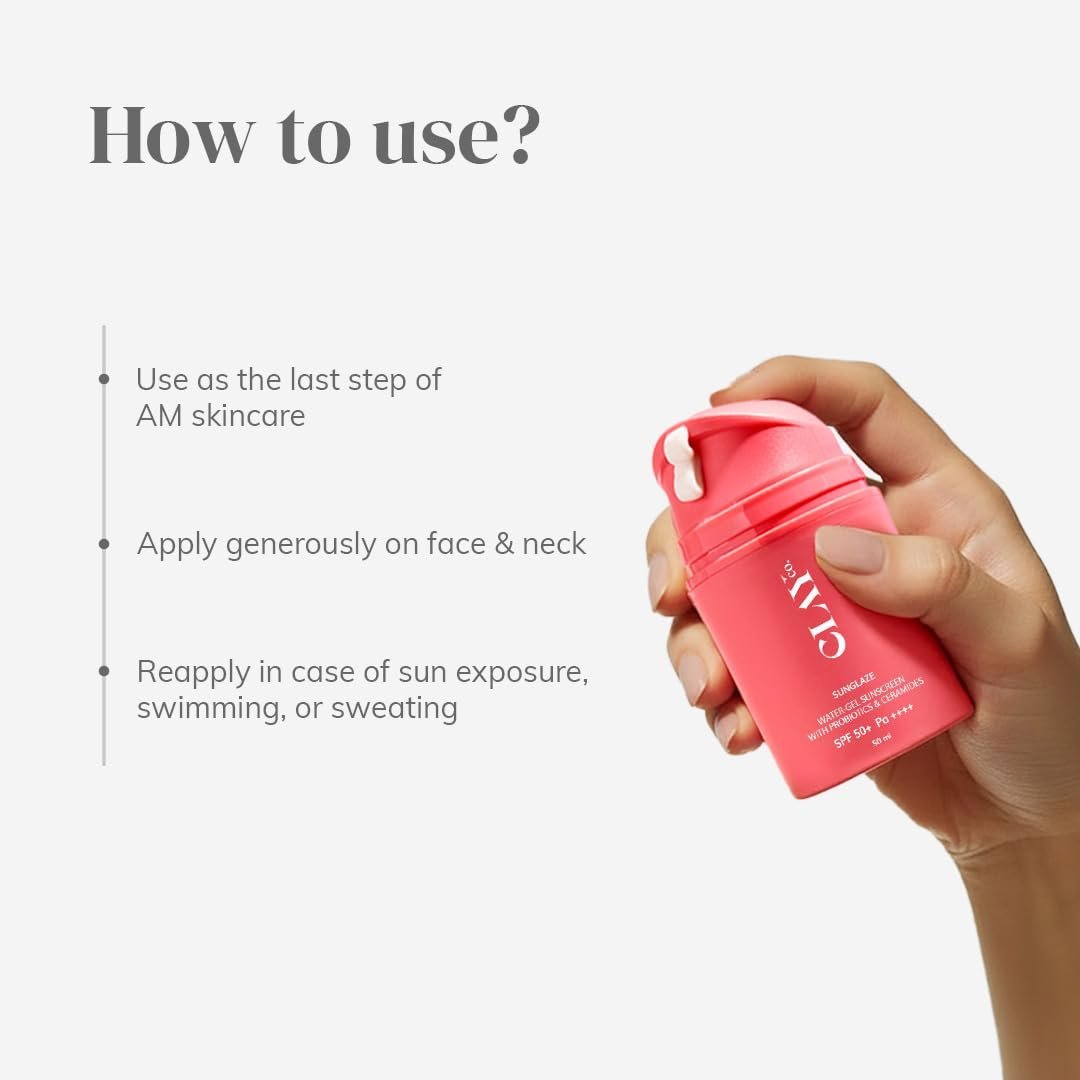 Clayco Sunglaze Sunscreen SPF 50 PA++++ | Probiotic & Ceramide Infused Sun Screen - Image 3