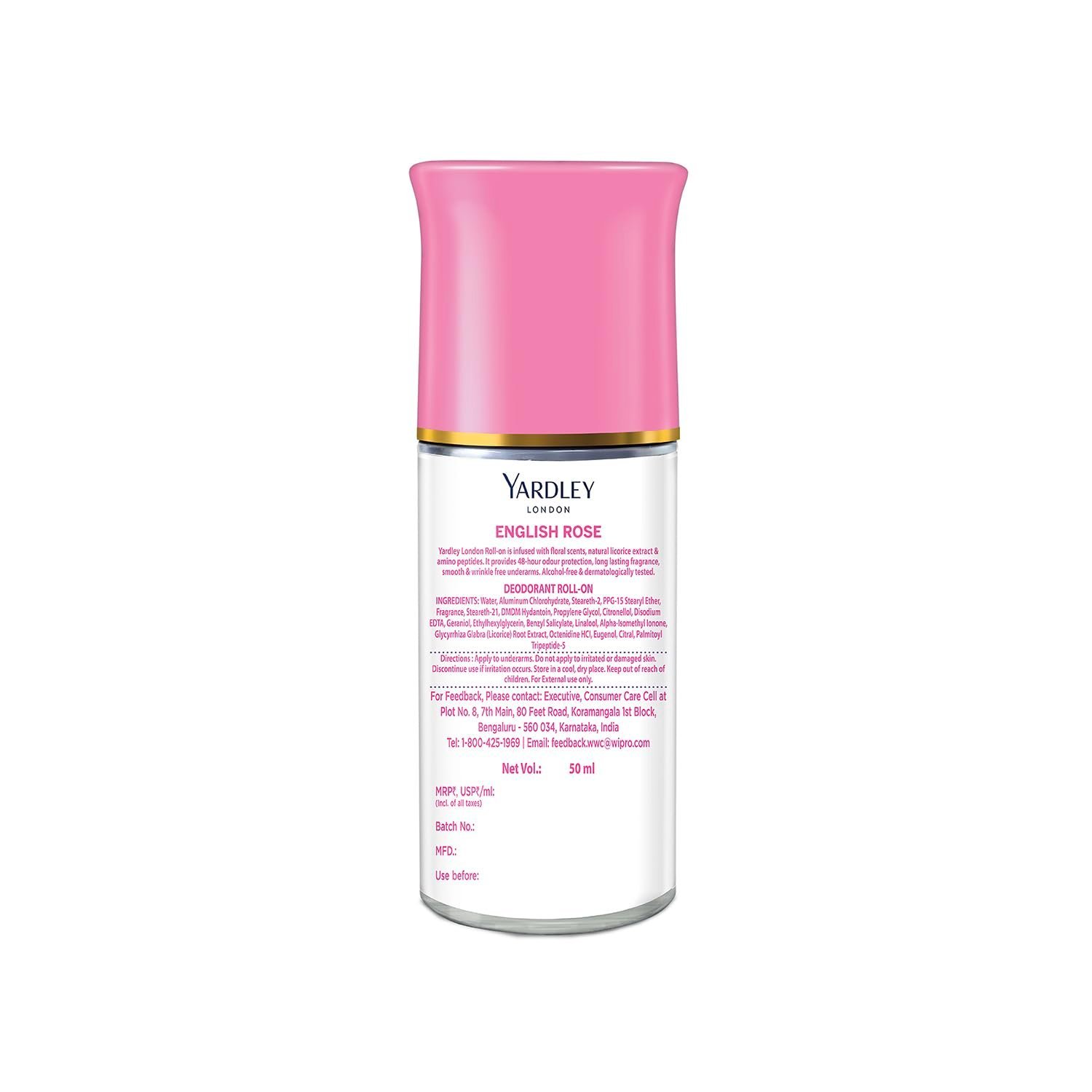 Yardley London English Rose Underarm Deodorant Roll On | With Licorirce Extract & Floral Extracts - Image 3