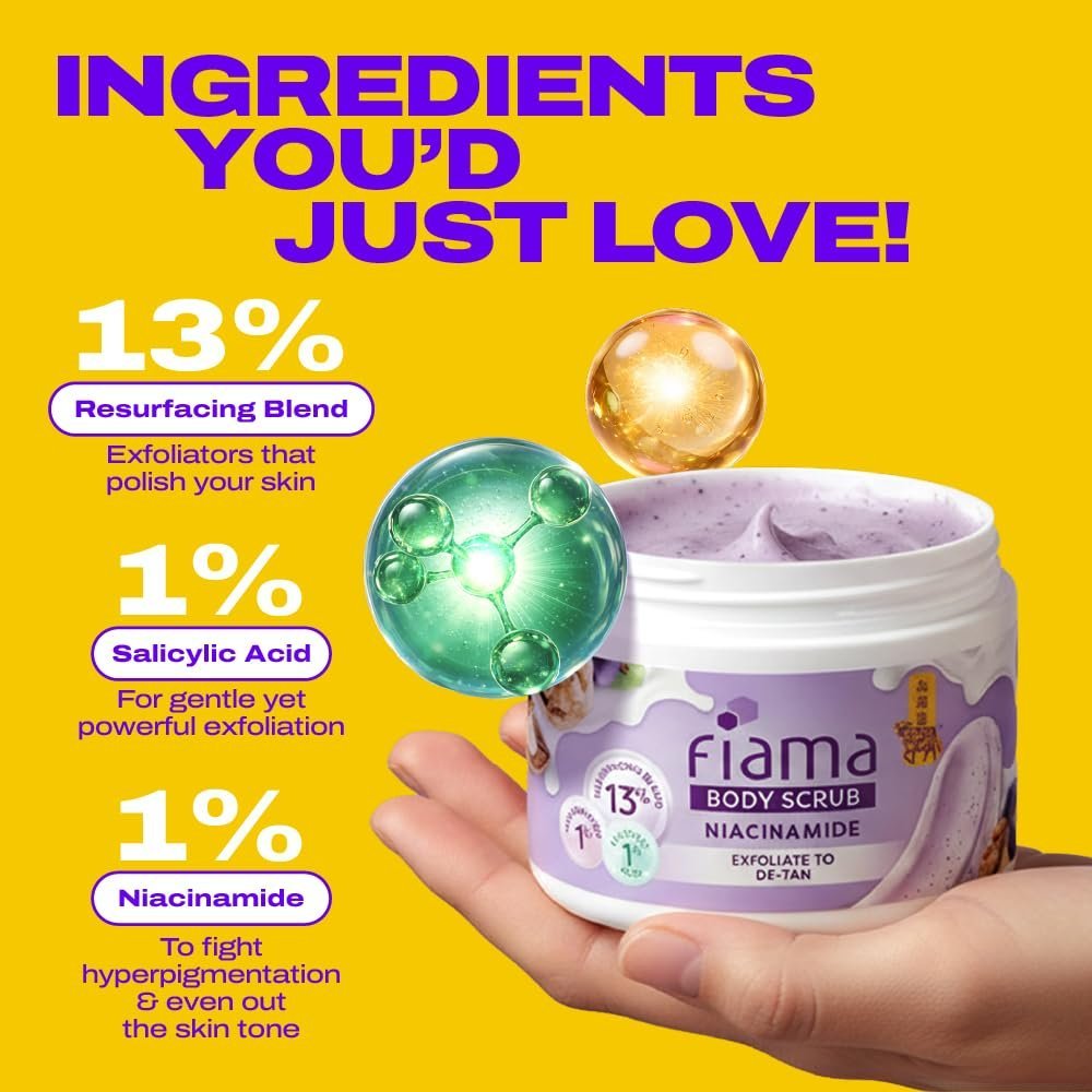 Fiama De Tan Body Scrub 200g, 1% Niacinamide + 1% Salicylic Acid, Chemical + Physical Exfoliation, 13% - Image 4