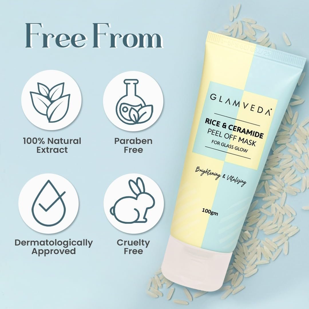 Glamveda Rice & Ceramide Korean Glass Skin Peel-Off Mask | - Image 4