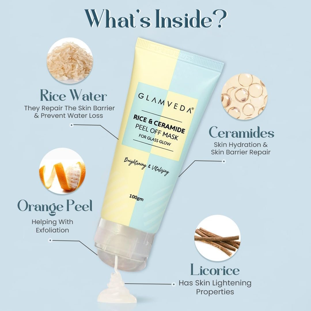 Glamveda Rice & Ceramide Korean Glass Skin Peel-Off Mask | - Image 2