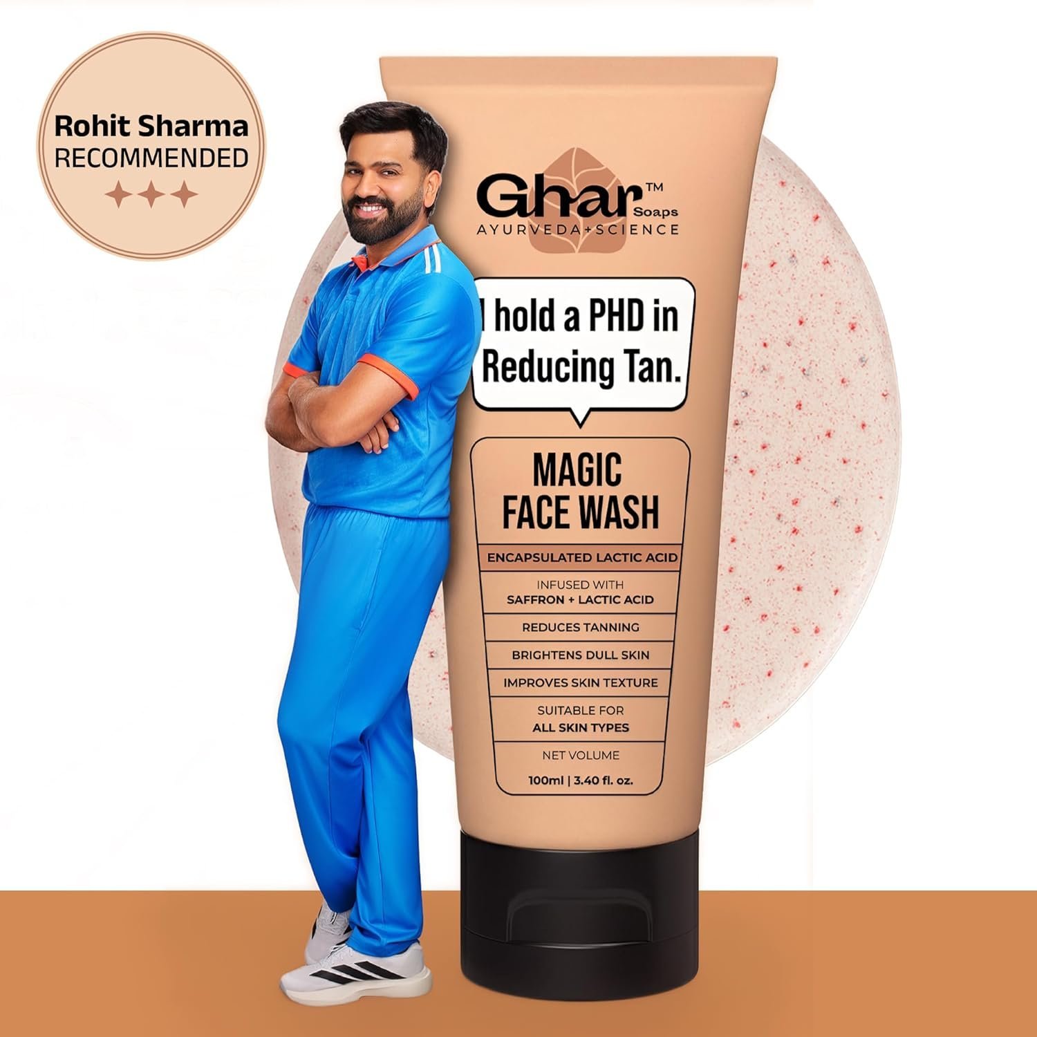 Ghar Soaps Magic De-Tan Face wash With Saffron & Glutathione 100ml - Image 2