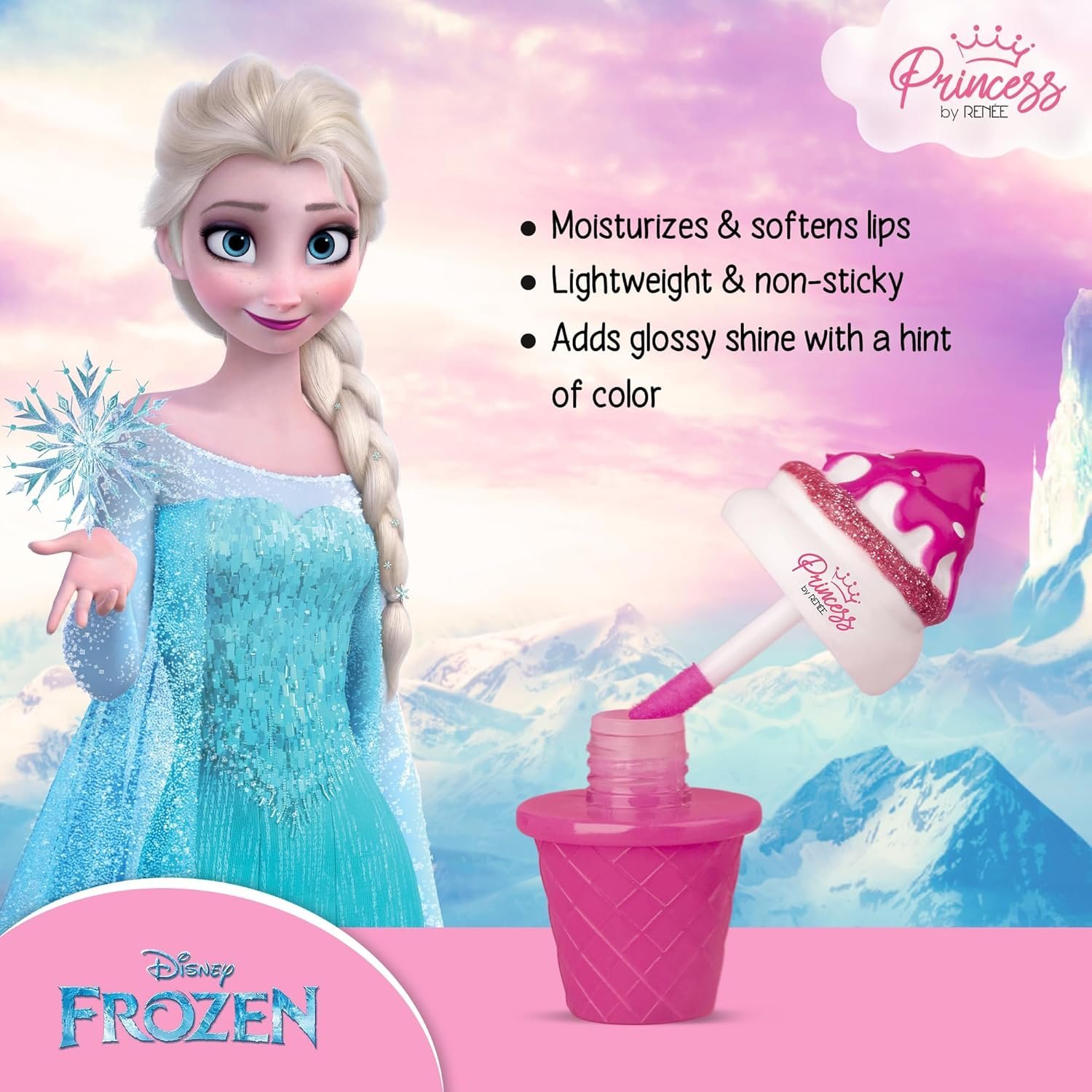 RENEE Disney Frozen Princess Icecream Lip Gloss Elsa-For Pre-Teen Girls,Enriched With Shea Butter - Image 2